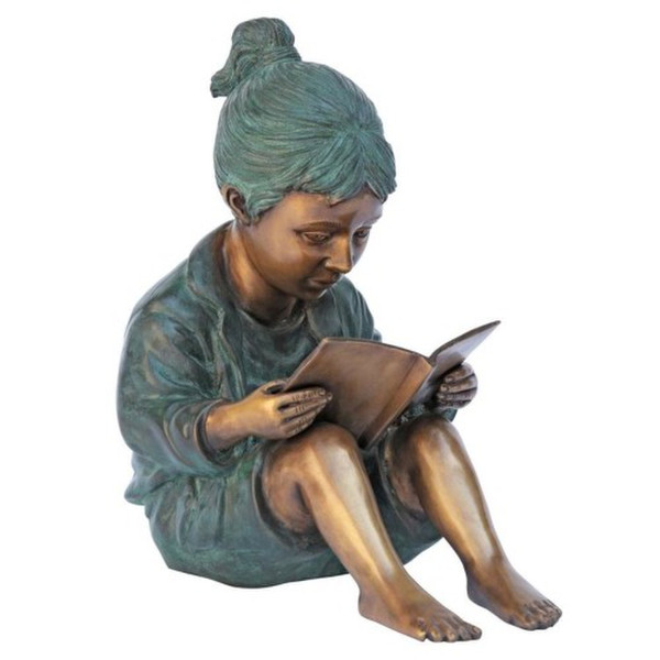 Story Book Girl Bronze Garden Statue Learning bookworm sculptures